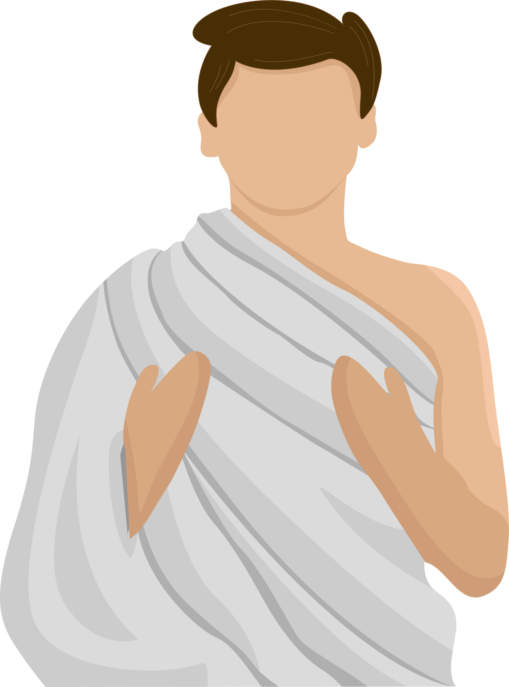 Muslim men wear ihram cloth for Hajj and Umrah